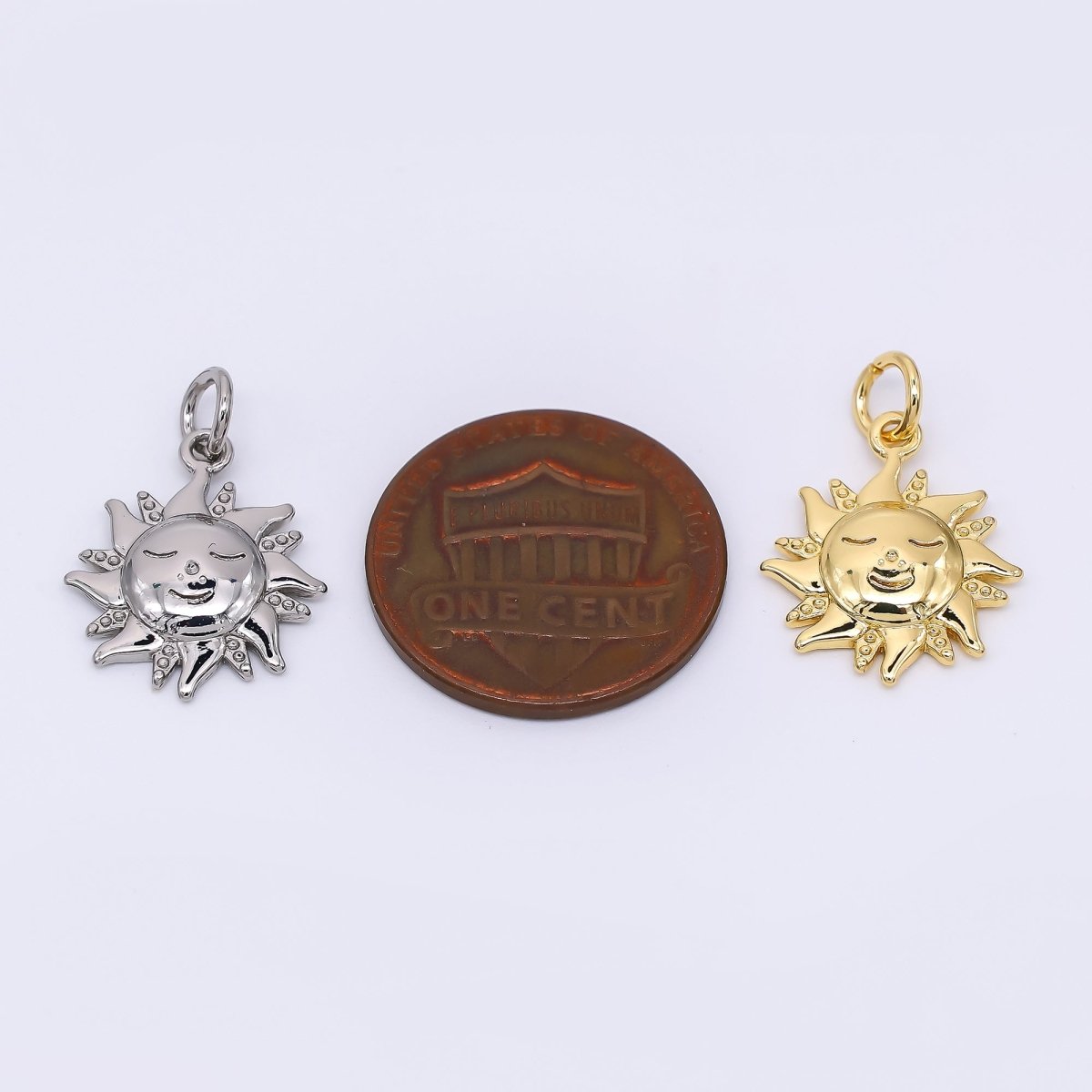 24K Gold Filled 16mm Face Sun Charm in Gold & Silver | M - 674 - DLUXCA