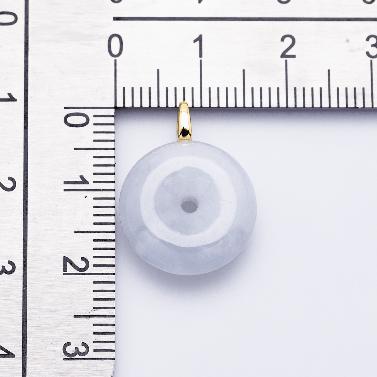 24K Gold Filled 16mm Green Jade Round Donut Charm | M250 - DLUXCA