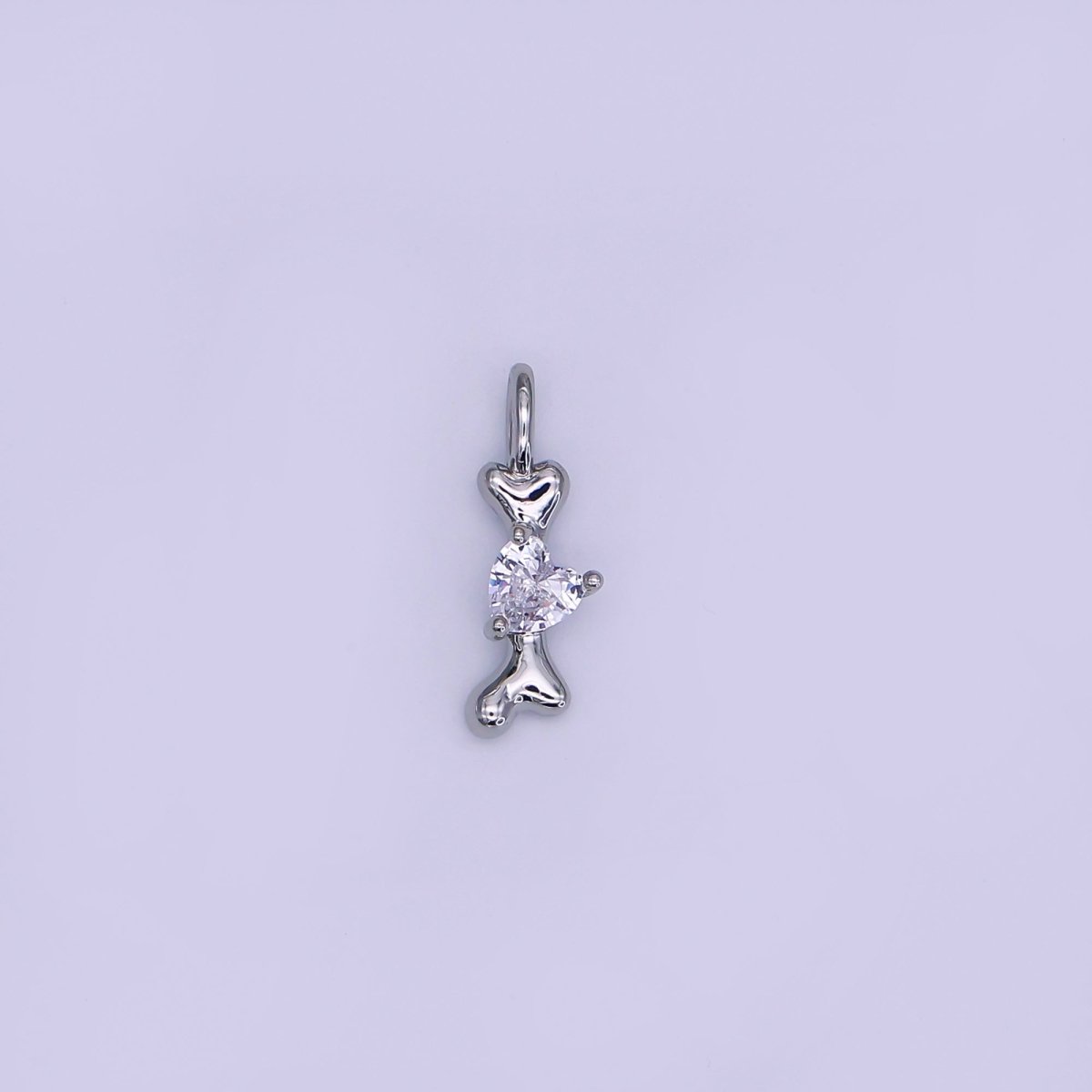 24K Gold Filled 16mm Heart Shaped CZ Melted Heart Bone Charm in Gold & Silver | AH483 - DLUXCA