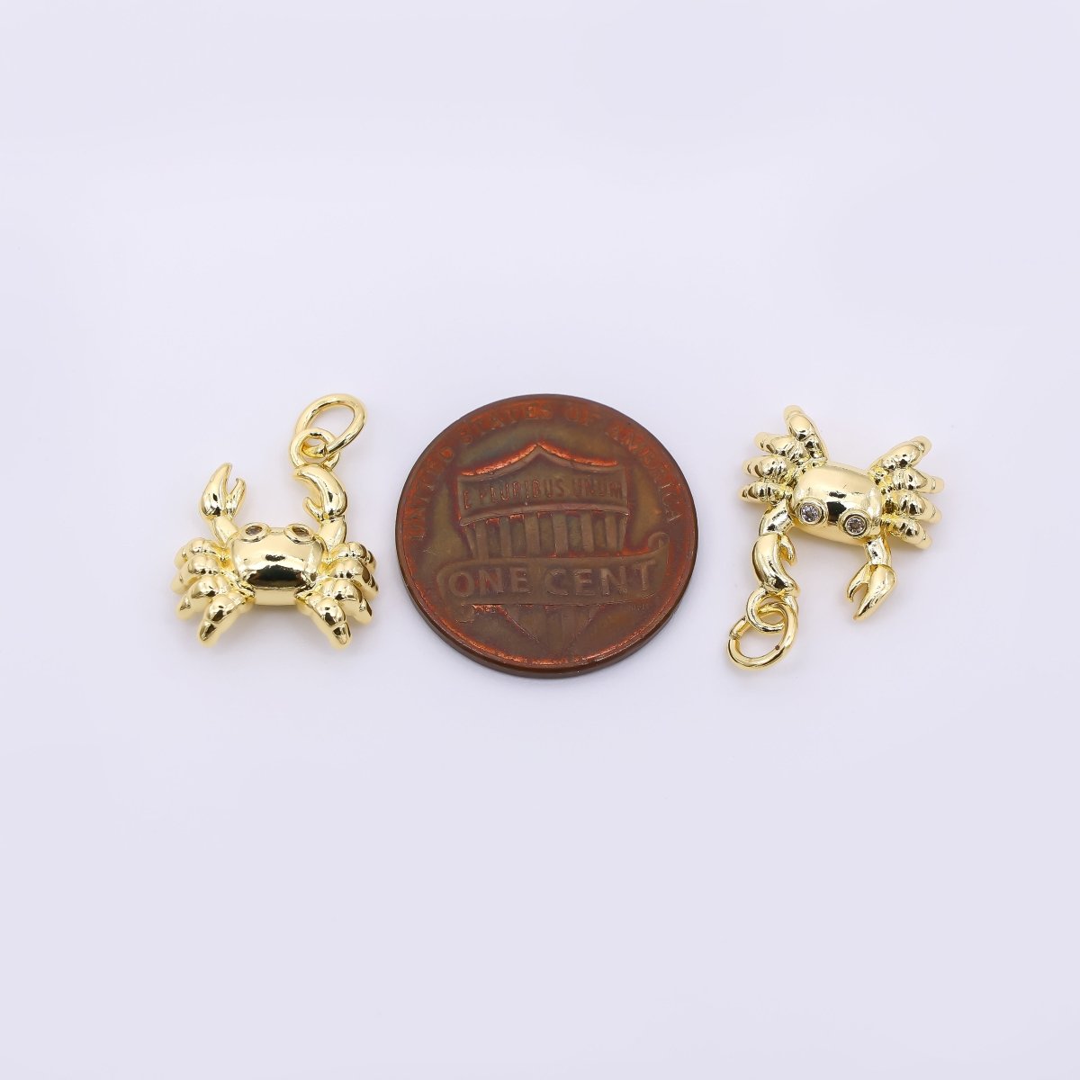 24K Gold Filled 16mm Micro Paved CZ Fresh Sea Crab Animal Charm | M - 753 - DLUXCA