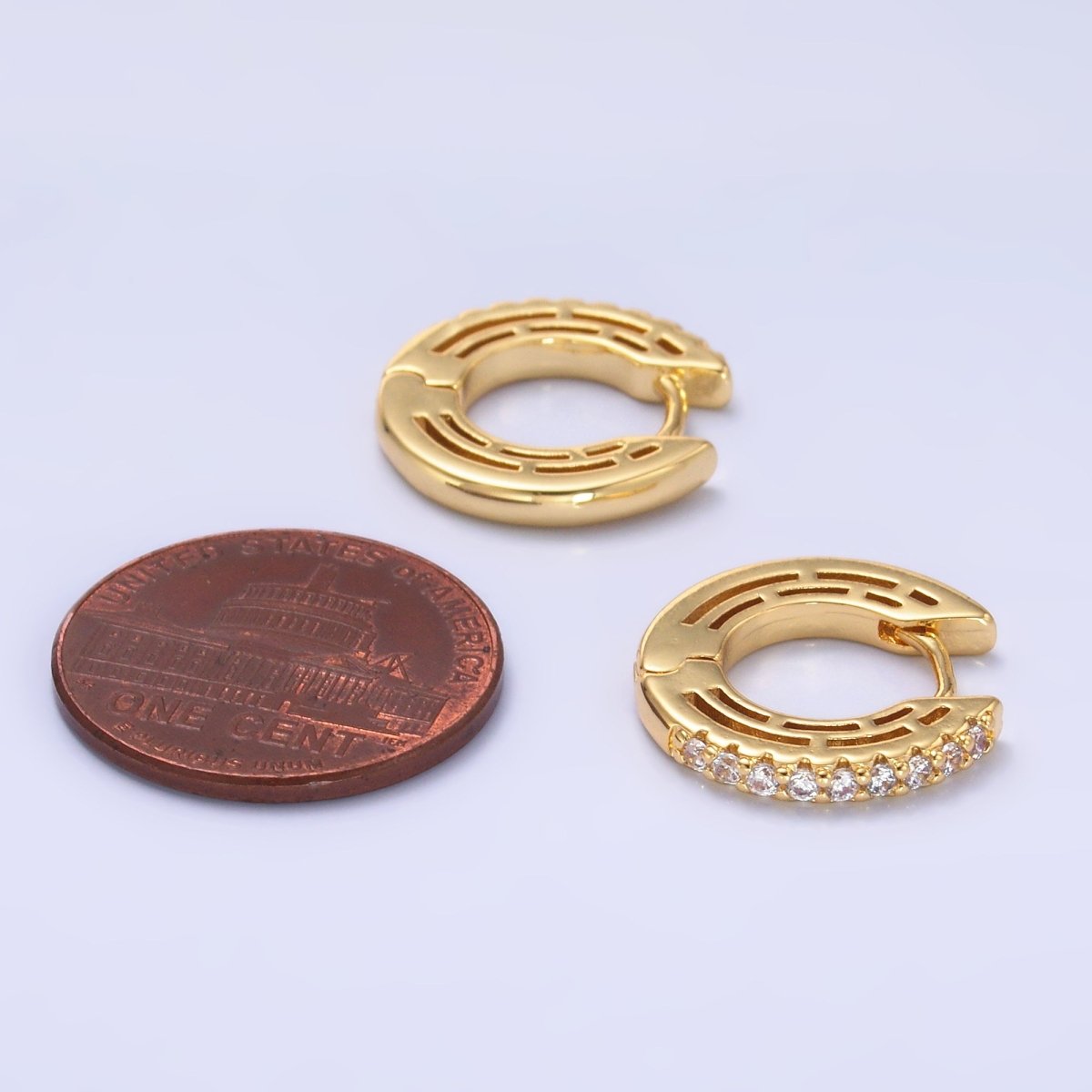 24K Gold Filled 16mm Micro Paved CZ Huggie Hoop Earrings | AD337 - DLUXCA