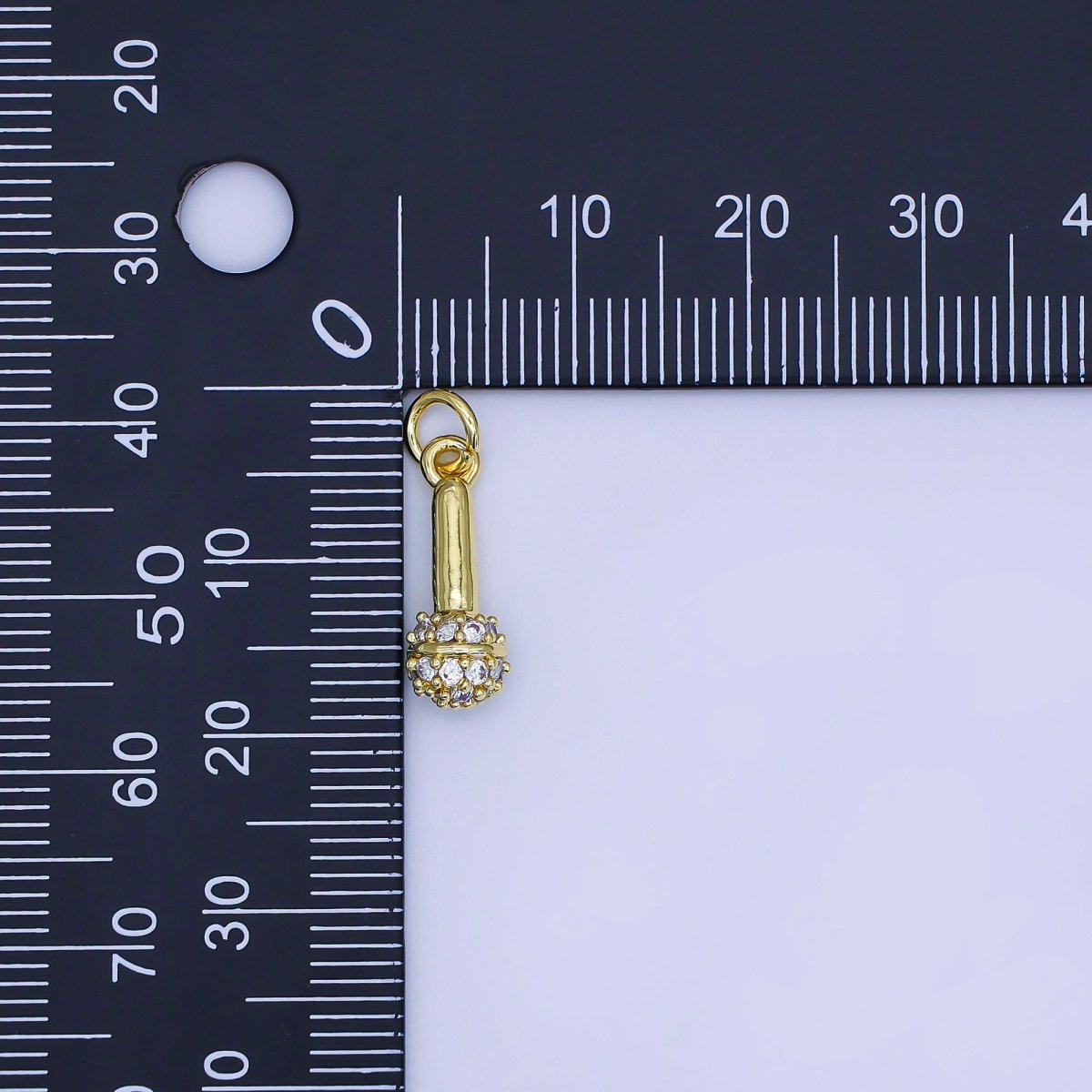 24K Gold Filled 16mm Micro Paved CZ Karaoke Microphone Charm | AJ317 - DLUXCA