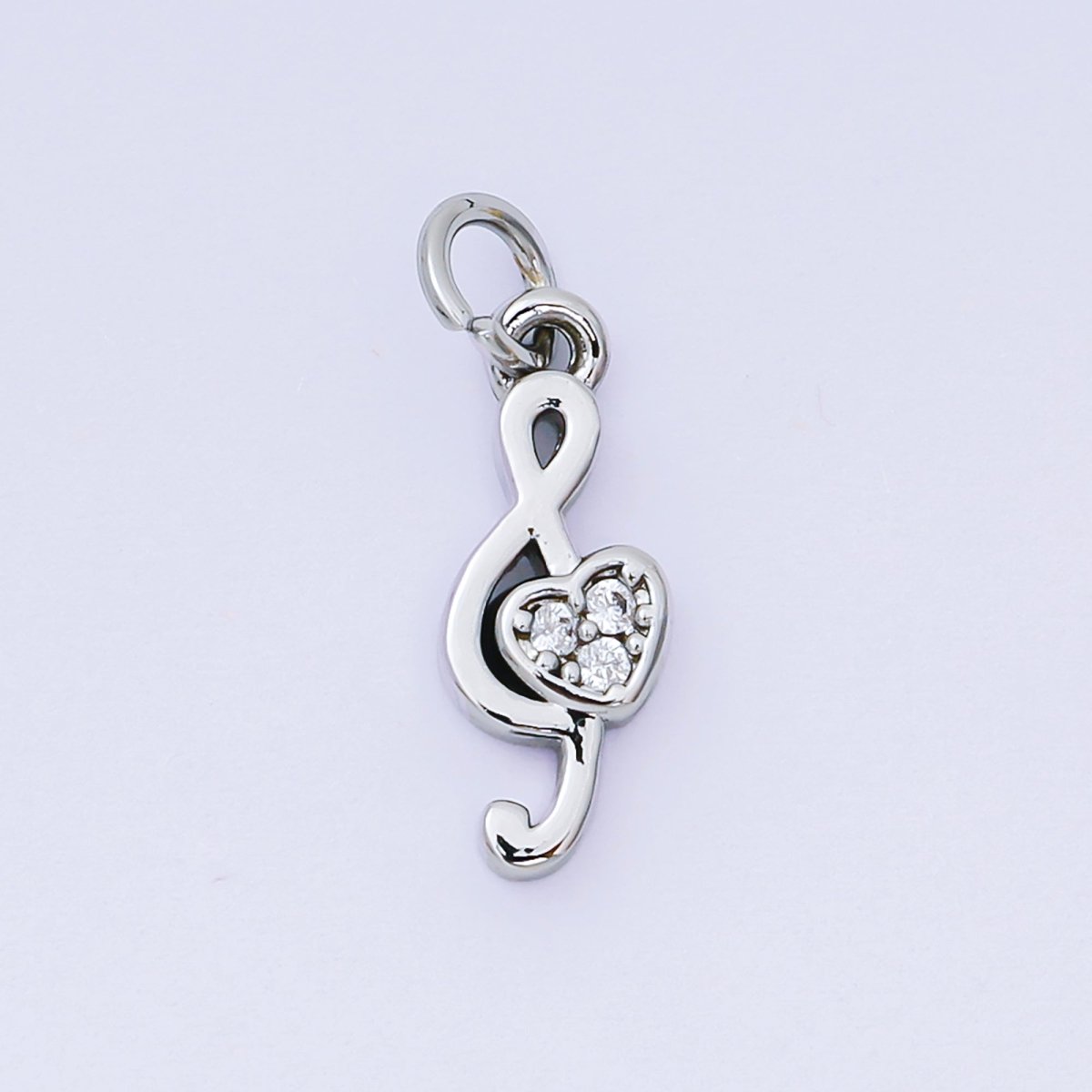 24K Gold Filled 16mm Micro Paved CZ The Symphony of Love Charm Music Notes G Clef in Gold & Silver | AH555 - DLUXCA