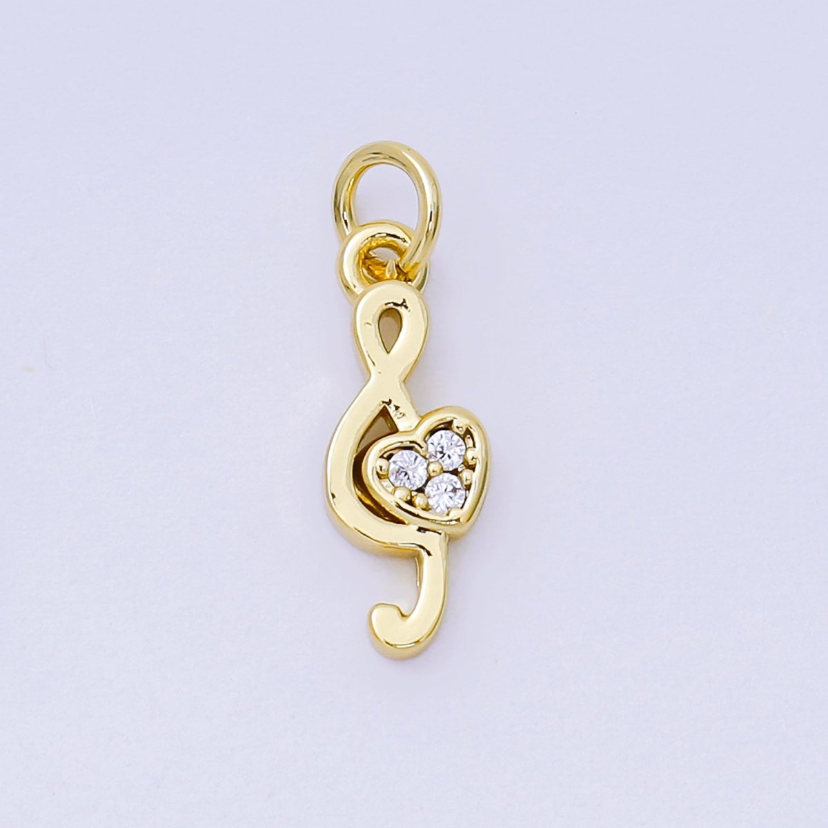 24K Gold Filled 16mm Micro Paved CZ The Symphony of Love Charm Music Notes G Clef in Gold & Silver | AH555 - DLUXCA