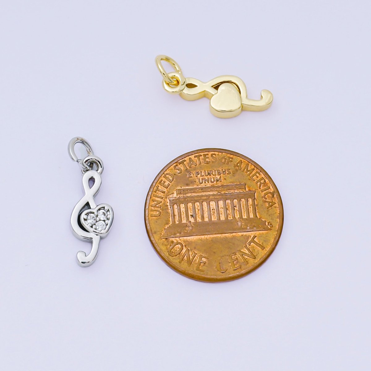 24K Gold Filled 16mm Micro Paved CZ The Symphony of Love Charm Music Notes G Clef in Gold & Silver | AH555 - DLUXCA