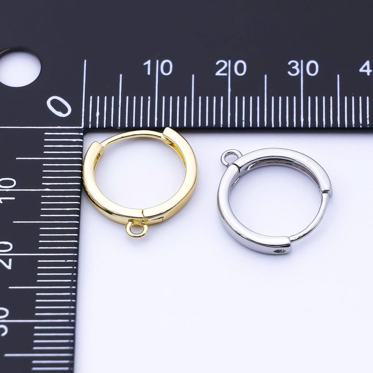 24K Gold Filled 16mm Minimalist Drop Huggie Findings in Gold & Silver | Z1516 Z1517 - DLUXCA