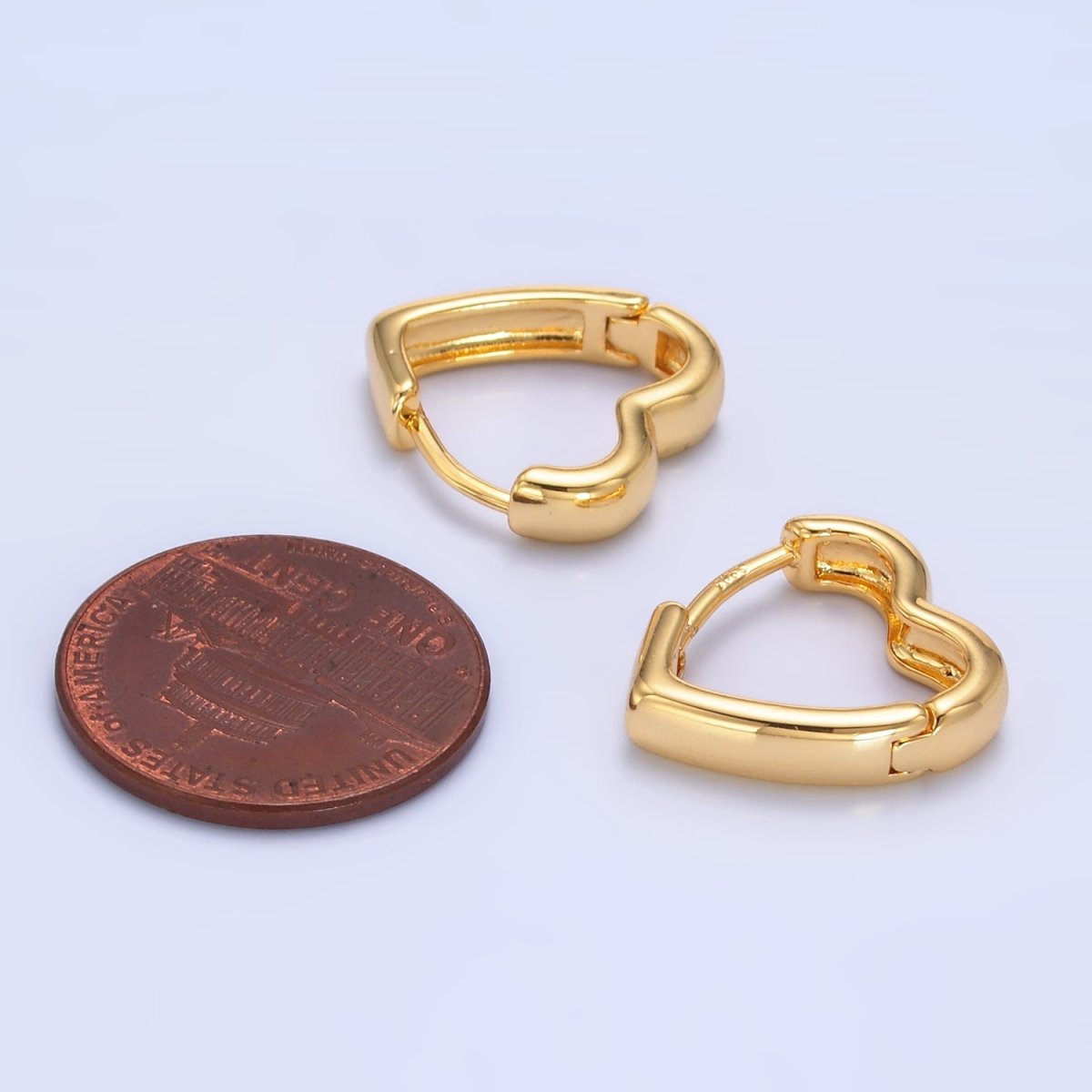 24K Gold Filled 16mm Minimalist Heart Cartilage Huggie Earrings | AB421 - DLUXCA