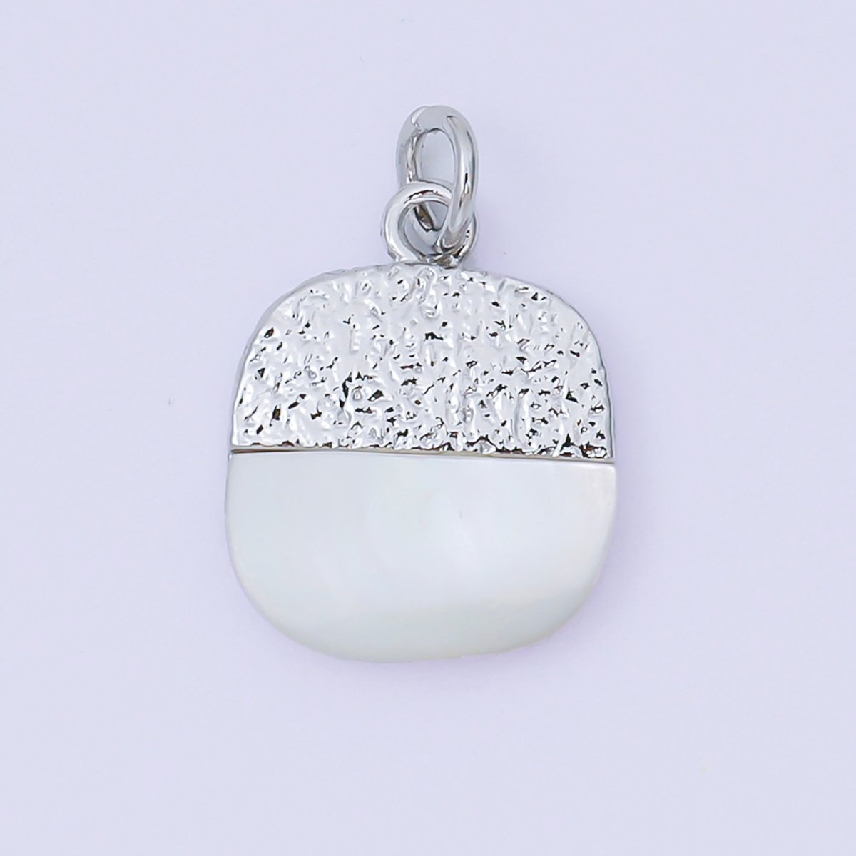 24K Gold Filled 16mm Mother of Pearl Two - Toned Half - Circle Charm in Gold & Silver | AH - 593 - DLUXCA