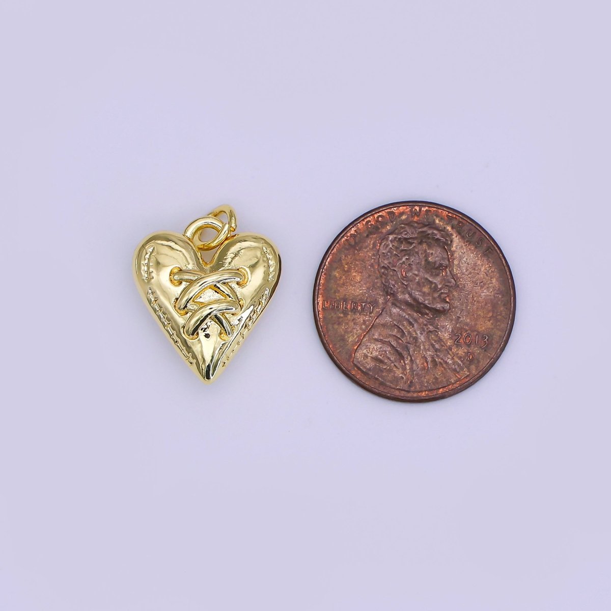 24K Gold Filled 16mm Tied Love Heart Charm | AJ320 - DLUXCA