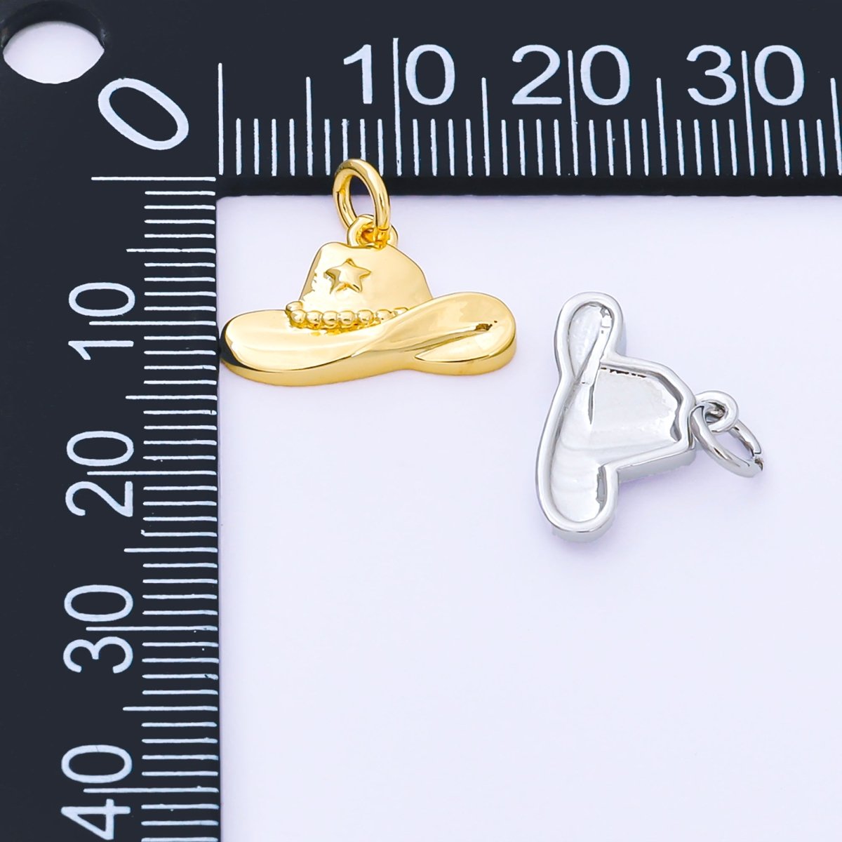 24K Gold Filled 16mm Wildwest Cowboy Hat Charm in Gold & Silver | AF1519 - DLUXCA