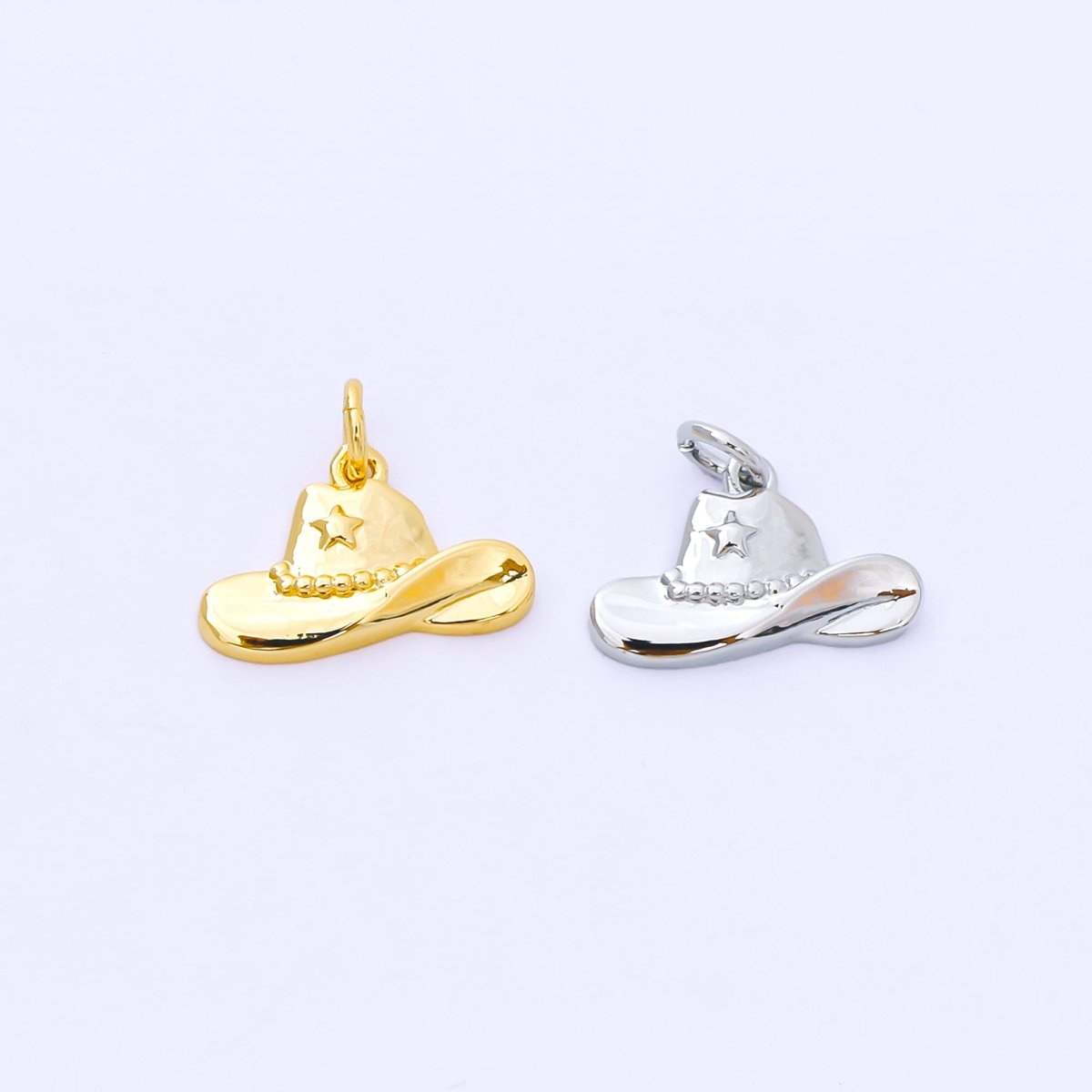 24K Gold Filled 16mm Wildwest Cowboy Hat Charm in Gold & Silver | AF1519 - DLUXCA