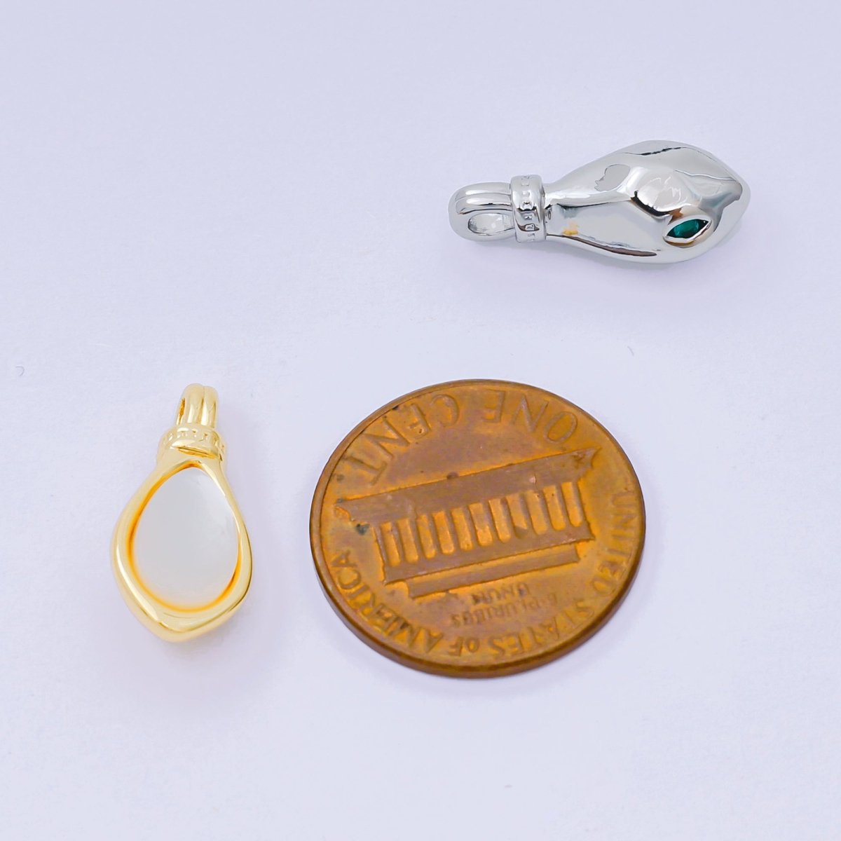 24K Gold Filled 17.5mm Green CZ Head of the Turtle Sea Animal in Gold & Silver | AA - 1585 - DLUXCA