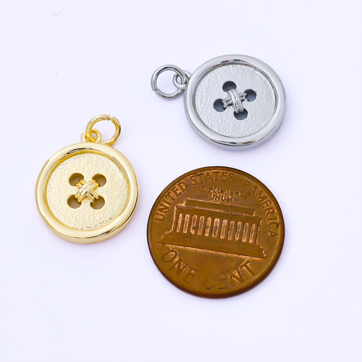 24K Gold Filled 17mm Clothes Buttons Charm in Gold & Silver | AF1548 - DLUXCA
