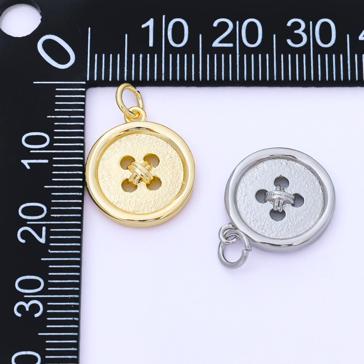 24K Gold Filled 17mm Clothes Buttons Charm in Gold & Silver | AF1548 - DLUXCA