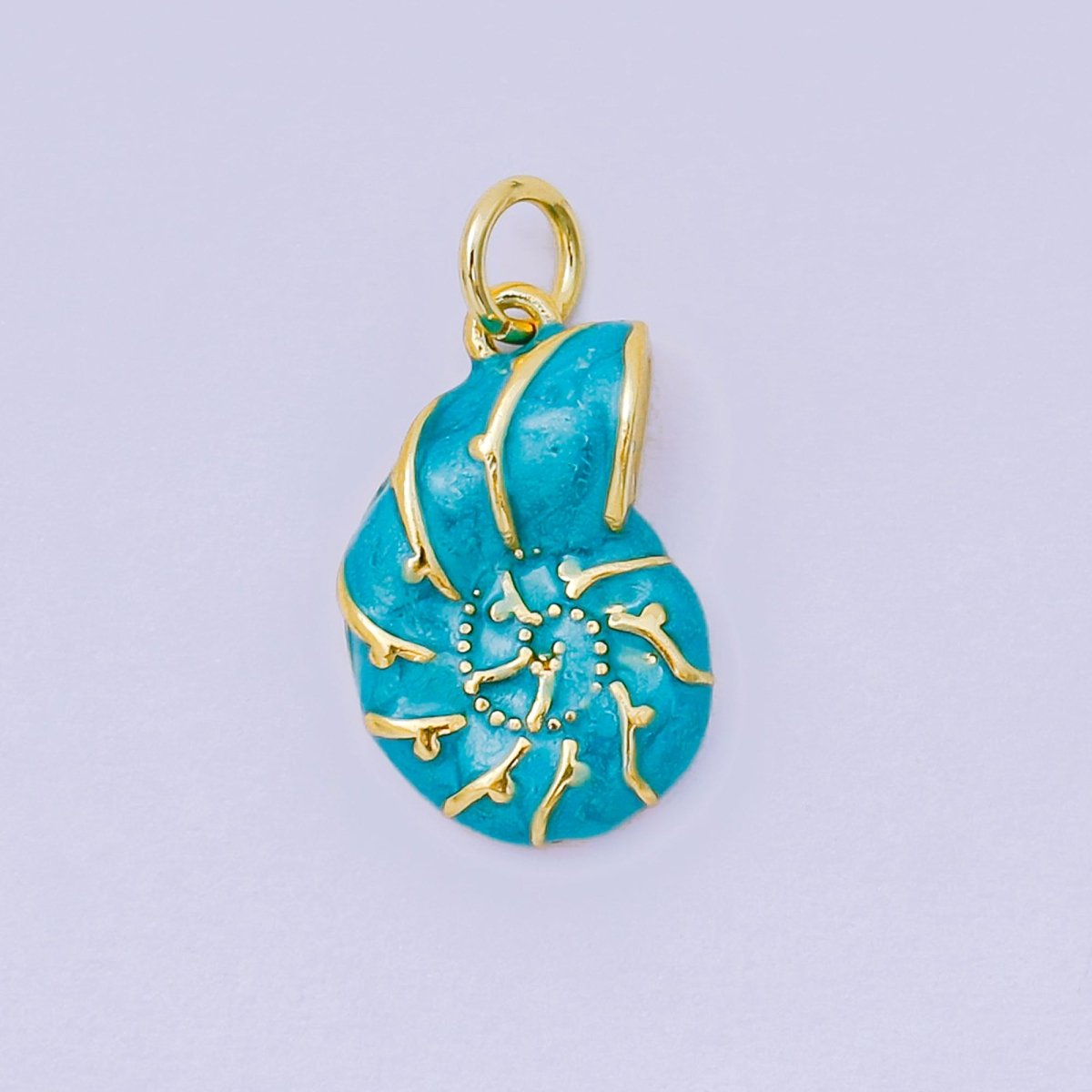 24K Gold Filled 17mm Enamel Art Sea Conch Shell Charm in Pink, Blue, & Pink| AH - 629 H - 630 - DLUXCA