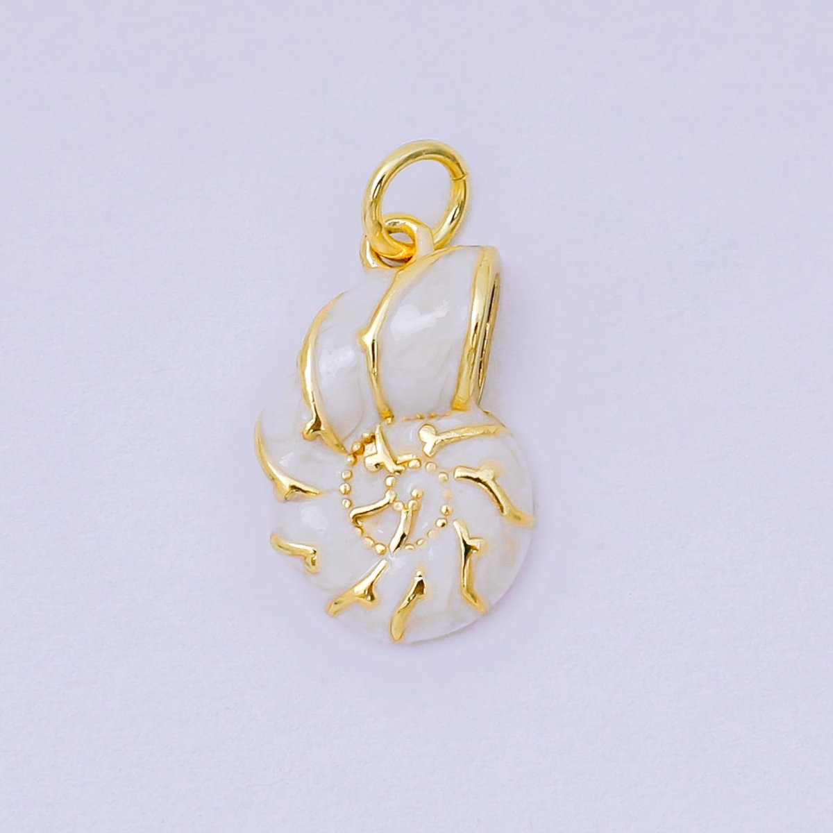 24K Gold Filled 17mm Enamel Art Sea Conch Shell Charm in Pink, Blue, & Pink| AH - 629 H - 630 - DLUXCA