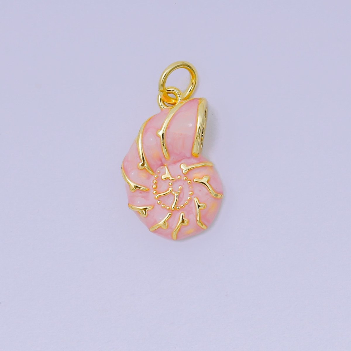 24K Gold Filled 17mm Enamel Art Sea Conch Shell Charm in Pink, Blue, & Pink| AH - 629 H - 630 - DLUXCA