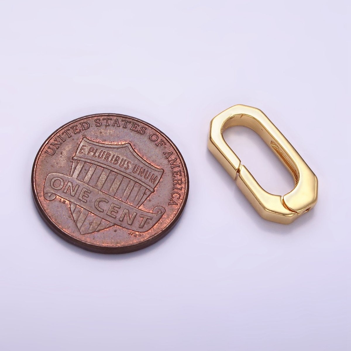 24K Gold Filled 17mm Hexagonal Oblong Push Spring Gate Findings | Z807 - DLUXCA