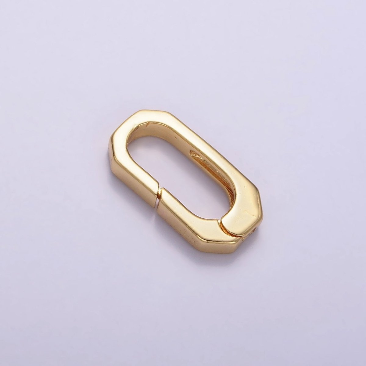 24K Gold Filled 17mm Hexagonal Oblong Push Spring Gate Findings | Z807 - DLUXCA