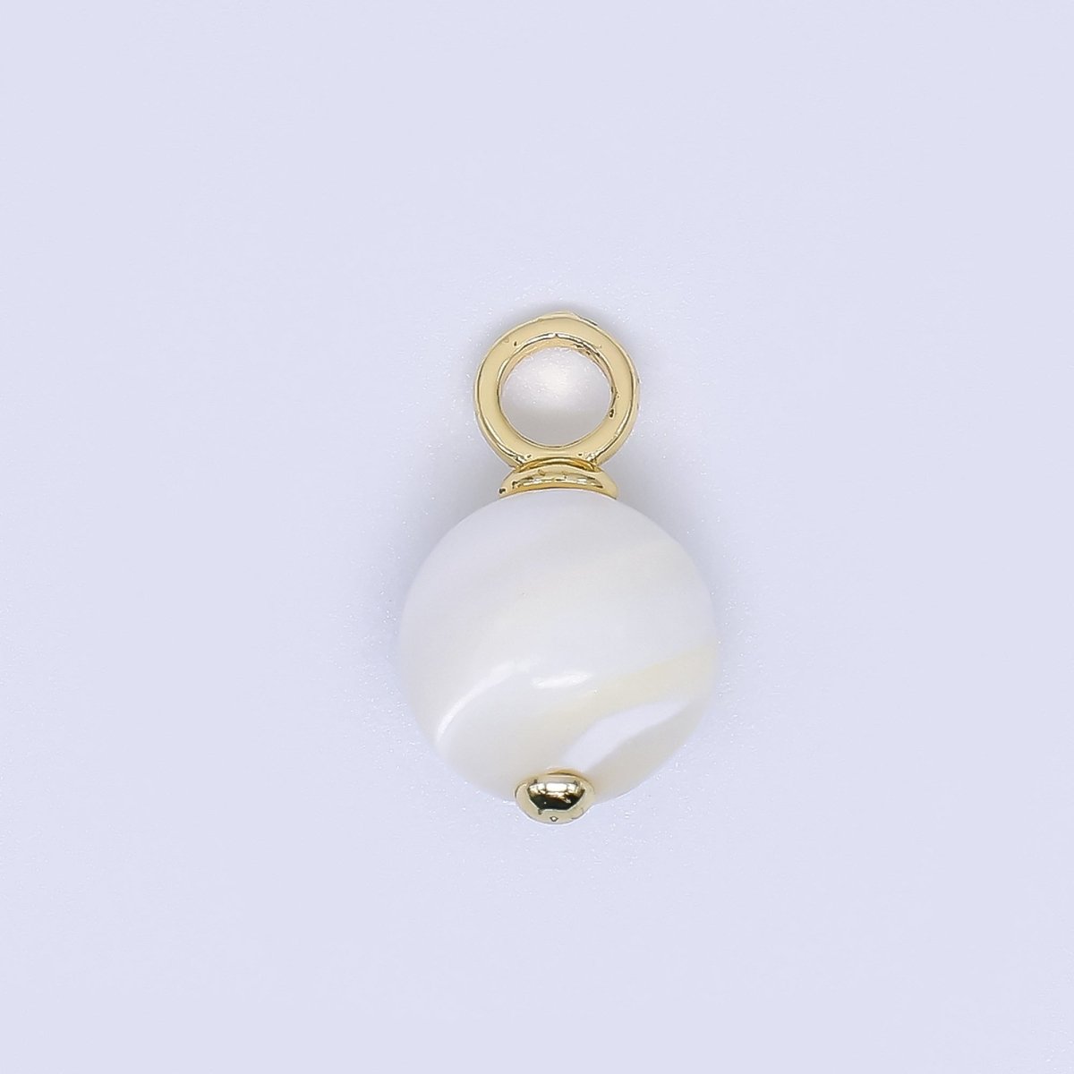 24K Gold Filled 17mm Shell Pearl Rounded Splashed White Brown Charm | P - 1788 P - 1892 P - 1946 - DLUXCA