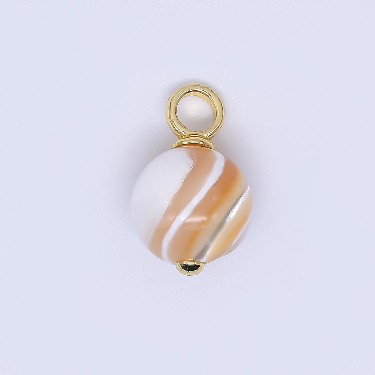 24K Gold Filled 17mm Shell Pearl Rounded Splashed White Brown Charm | P - 1788 P - 1892 P - 1946 - DLUXCA