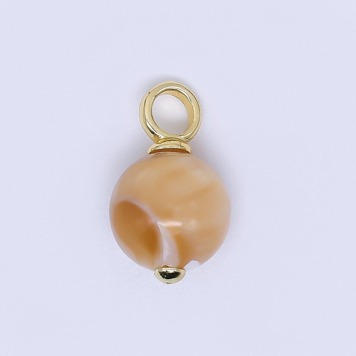 24K Gold Filled 17mm Shell Pearl Rounded Splashed White Brown Charm | P - 1788 P - 1892 P - 1946 - DLUXCA
