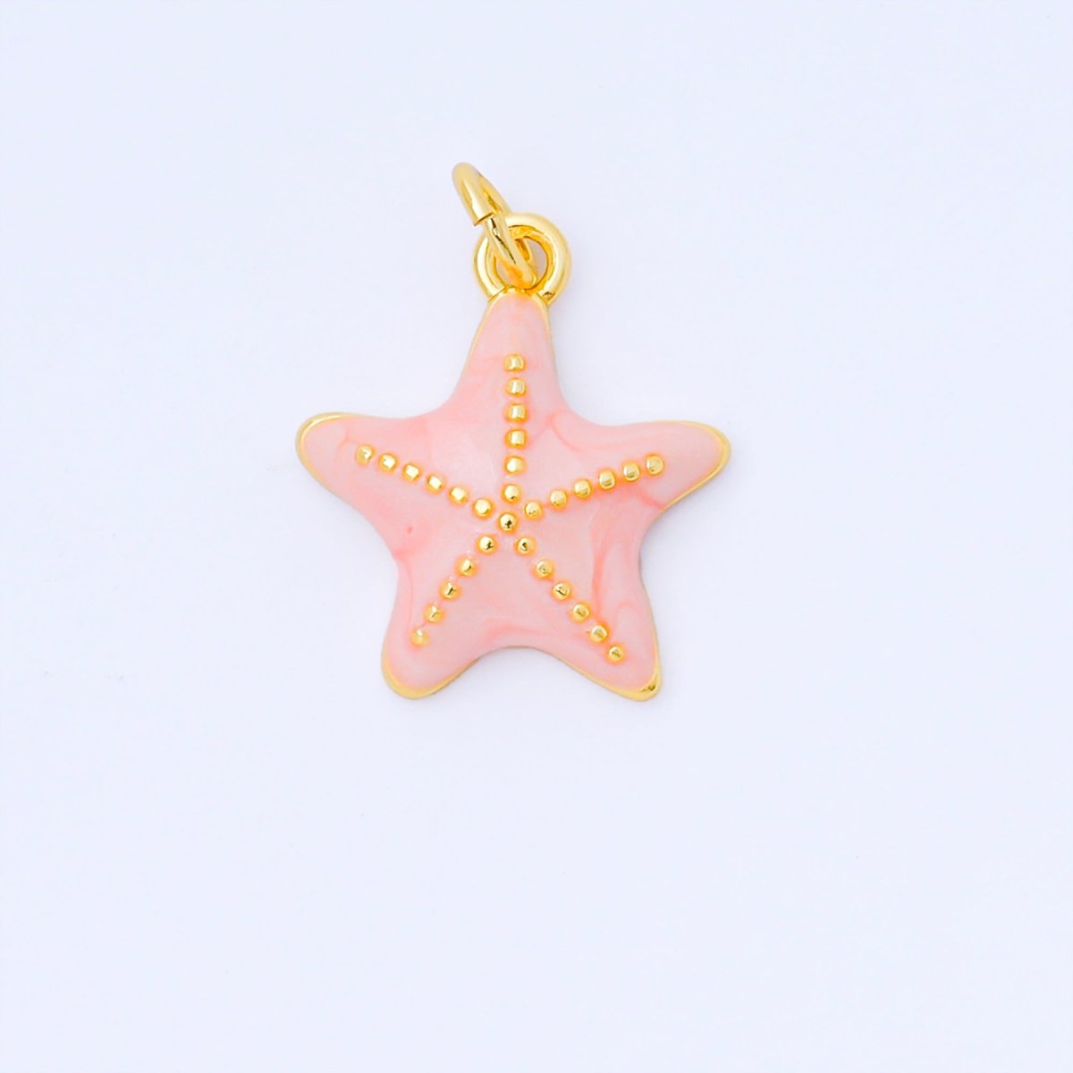 24K Gold Filled 17mm Teal, White, Blue Enamel Starfish Animals Charm | AF1542 AF1543 - DLUXCA