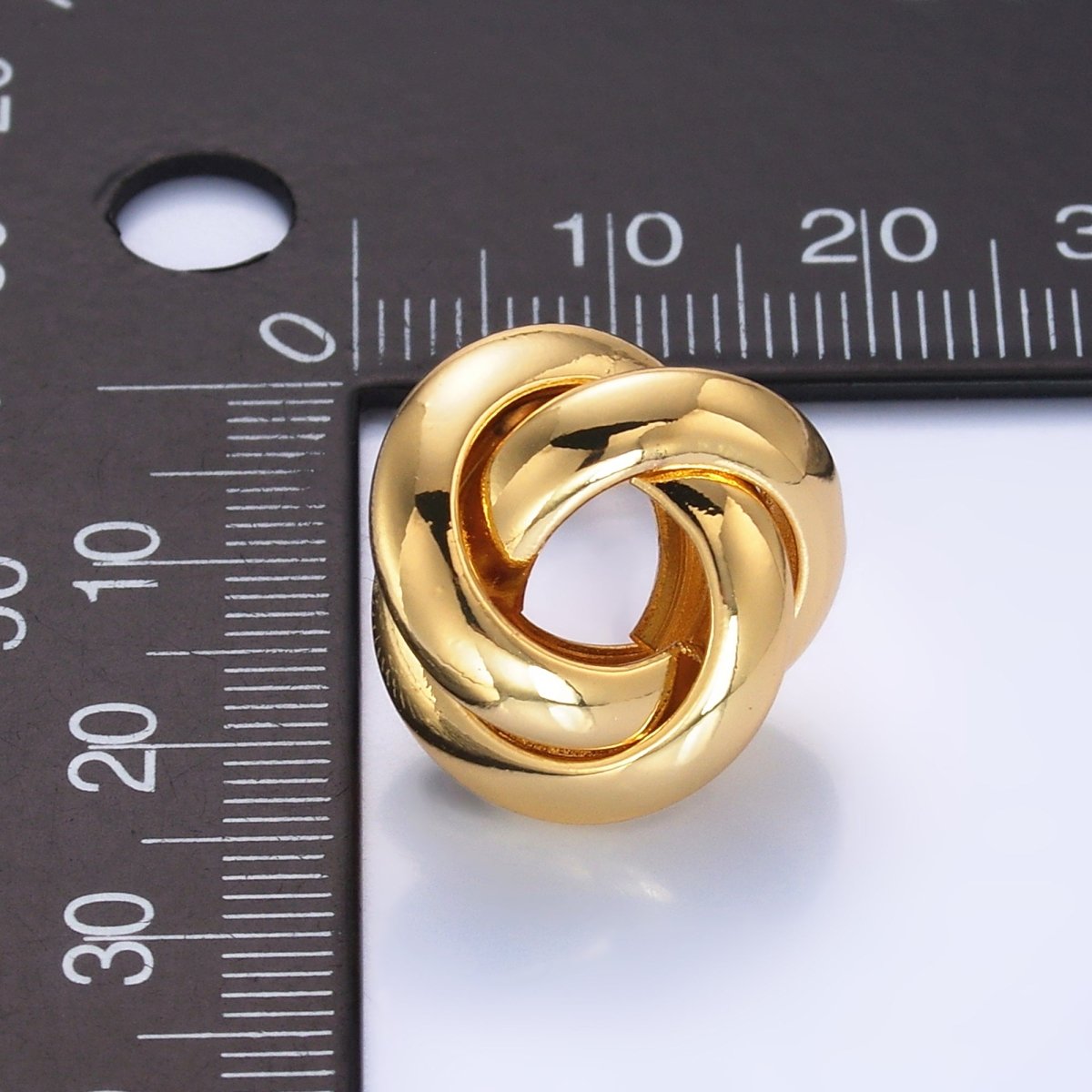 24K Gold Filled 18.5mm Geometric Circular Knot Stud Earrings | AB698 - DLUXCA