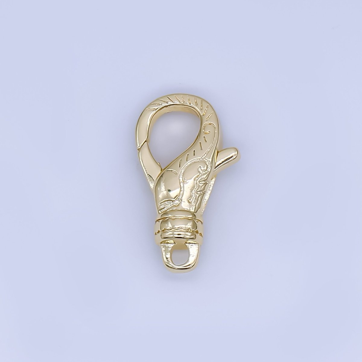24K Gold Filled 18.5mm Nature Engraved Lobster Clasps Closure Finding in Gold | Z1347 - DLUXCA