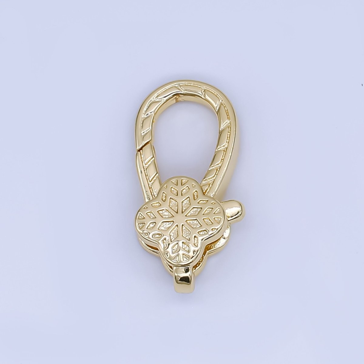 24K Gold Filled 18.6mm Design Textured Snowflake Lobster Clasp Charm Finding | Z1354 - DLUXCA