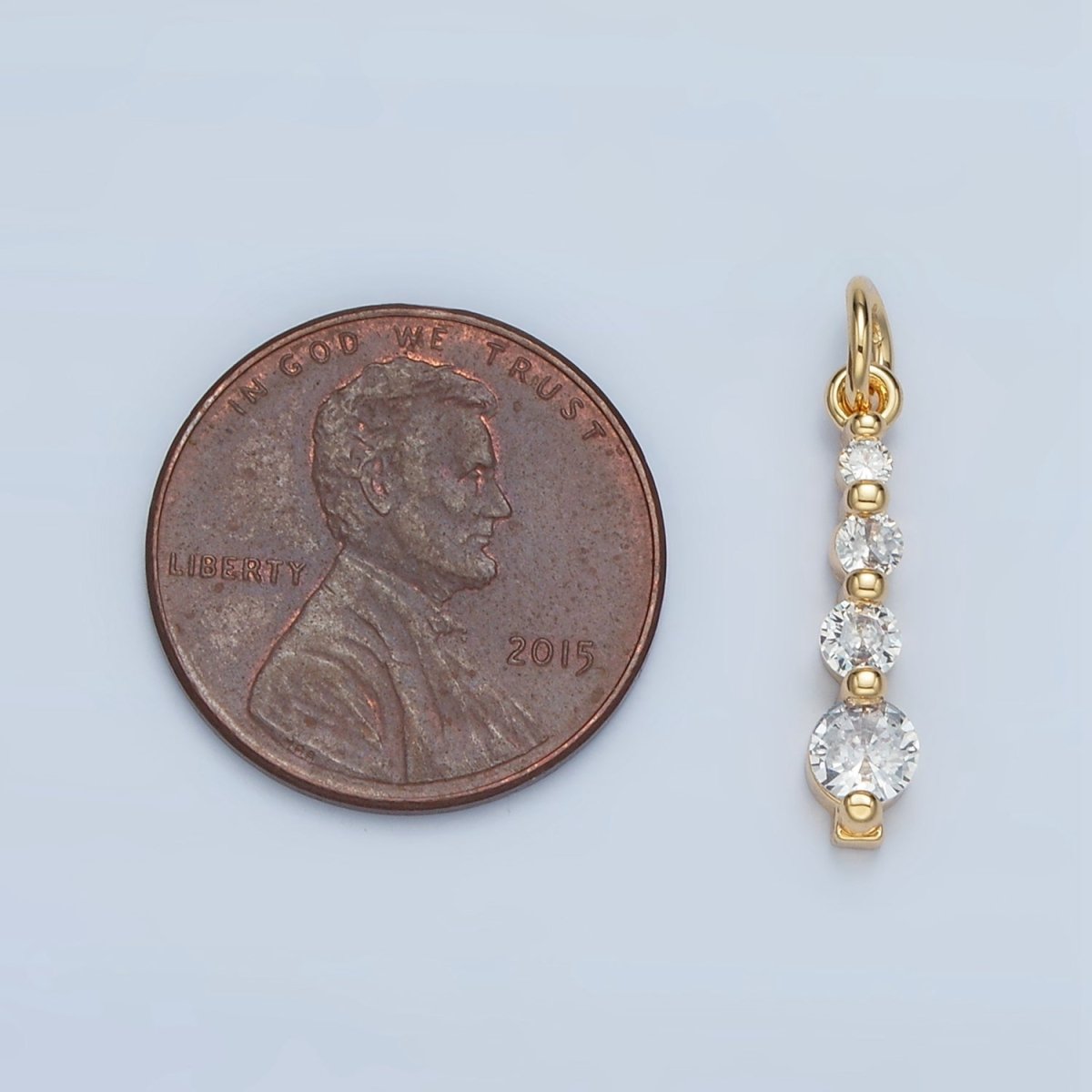 24K Gold Filled 18mm Clear CZ Linear Drop Charm | E915 - DLUXCA