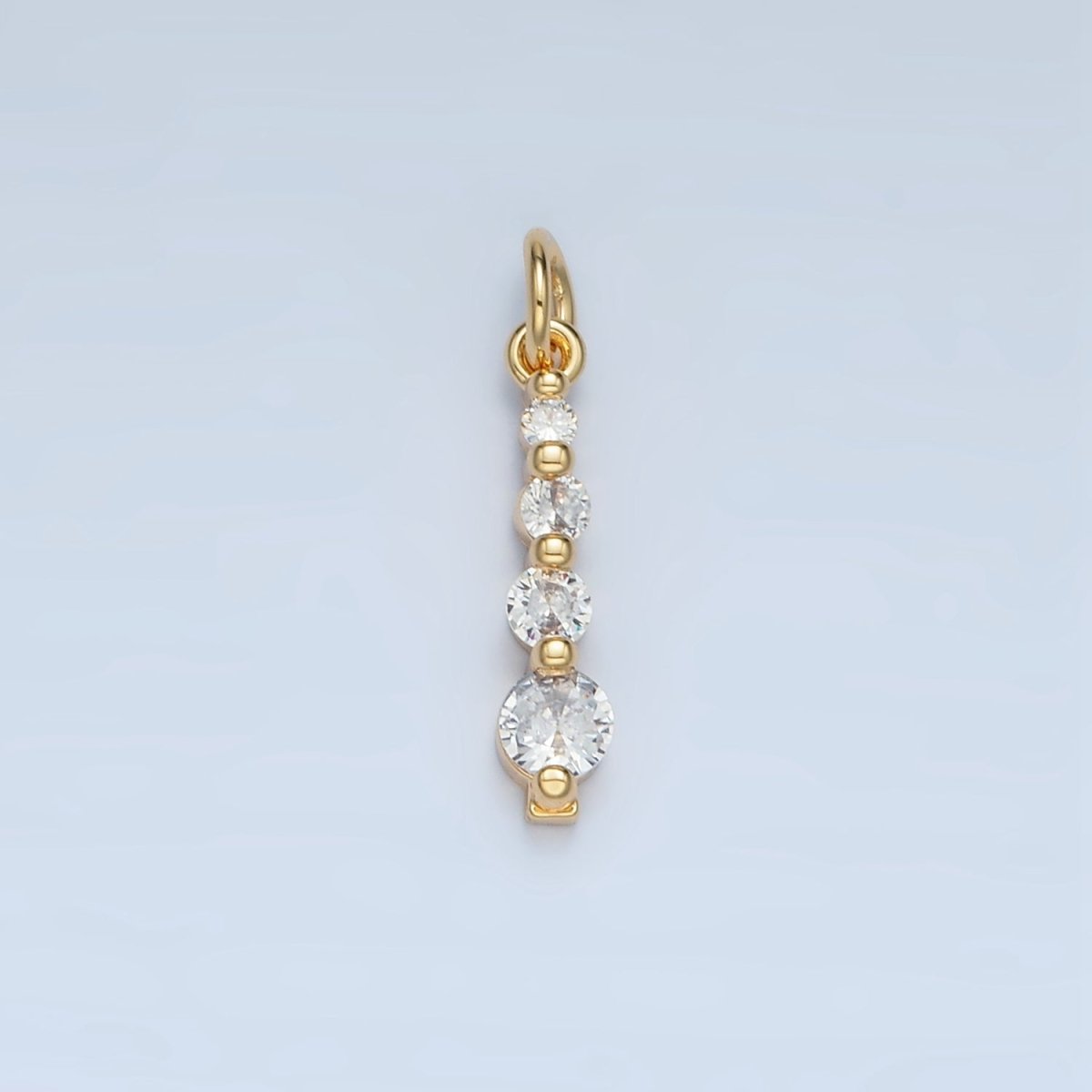 24K Gold Filled 18mm Clear CZ Linear Drop Charm | E915 - DLUXCA