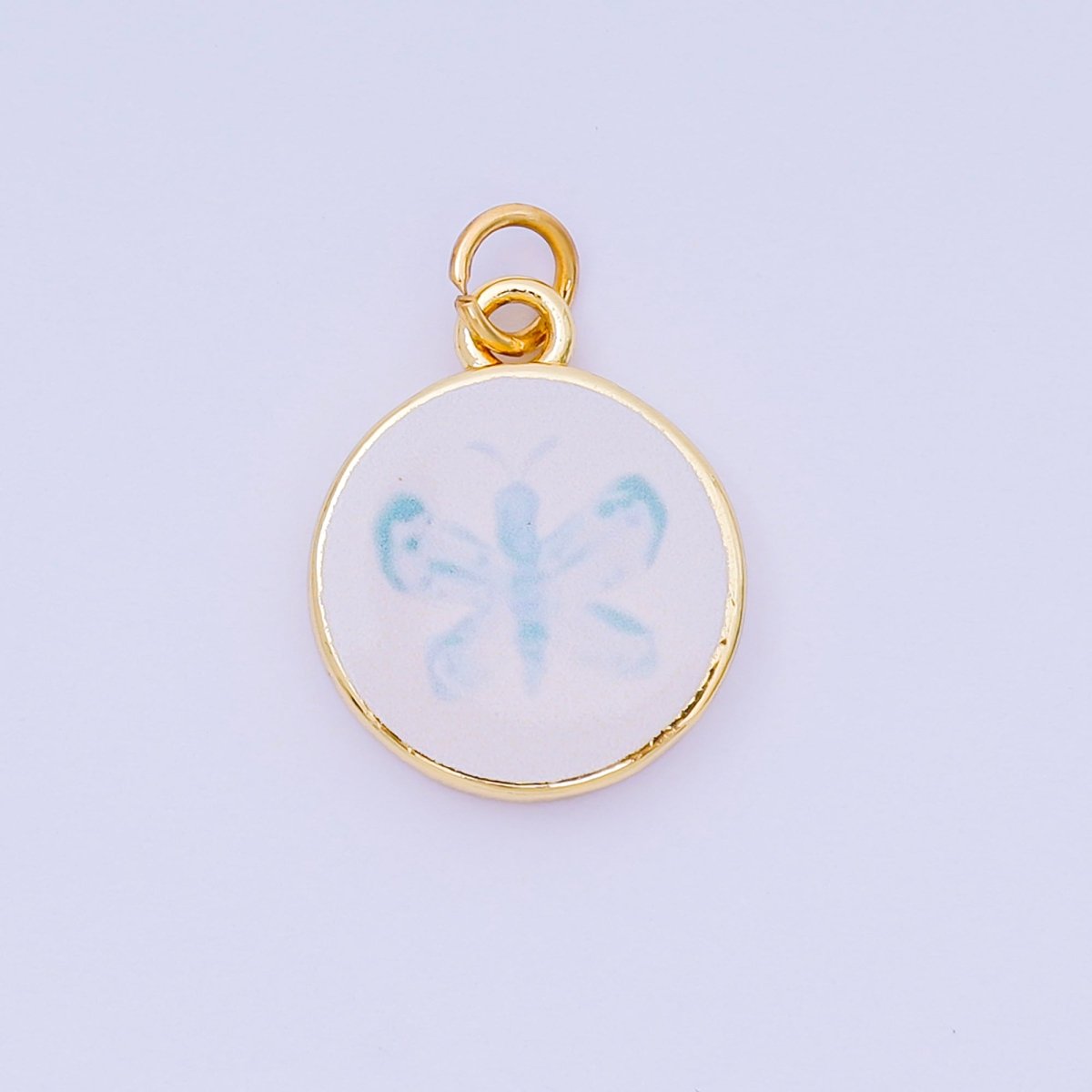 24K Gold Filled 18mm Enamel Art Beach Theme Charm in Palm Tree, Crab, Heart, Lemon, Crab, Sea Shell and Ribbon Bow | AJ - 515 AJ - 517 AJ - 519 AJ - 521 AJ - 531 AJ - 538 AJ - 541 AJ - 542 AJ - 543 AJ - 548 - DLUXCA