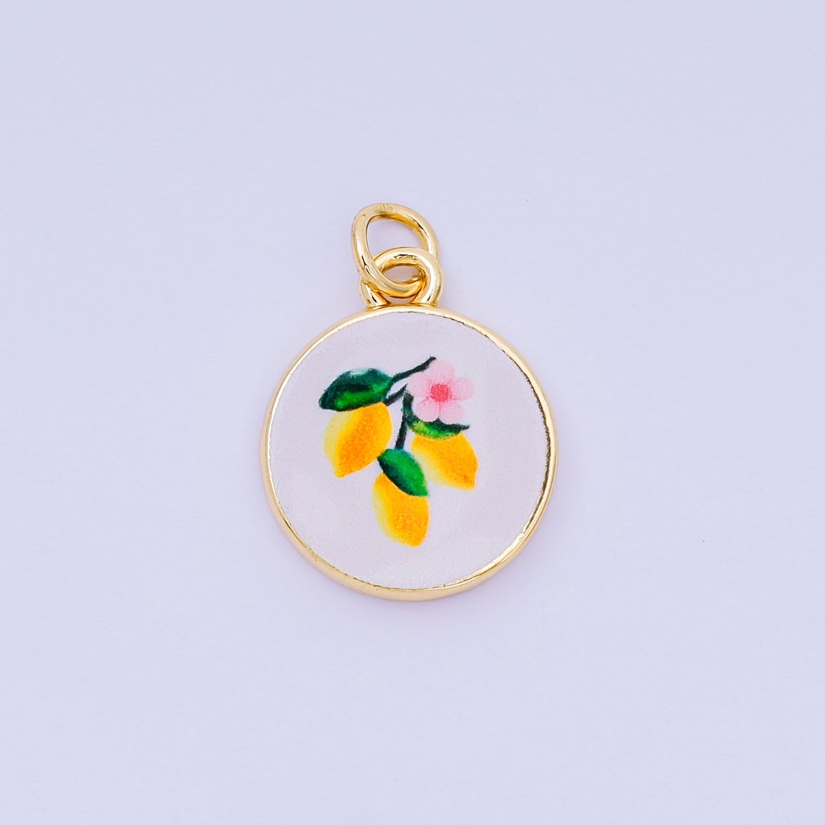 24K Gold Filled 18mm Enamel Art Beach Theme Charm in Palm Tree, Crab, Heart, Lemon, Crab, Sea Shell and Ribbon Bow | AJ - 515 AJ - 517 AJ - 519 AJ - 521 AJ - 531 AJ - 538 AJ - 541 AJ - 542 AJ - 543 AJ - 548 - DLUXCA