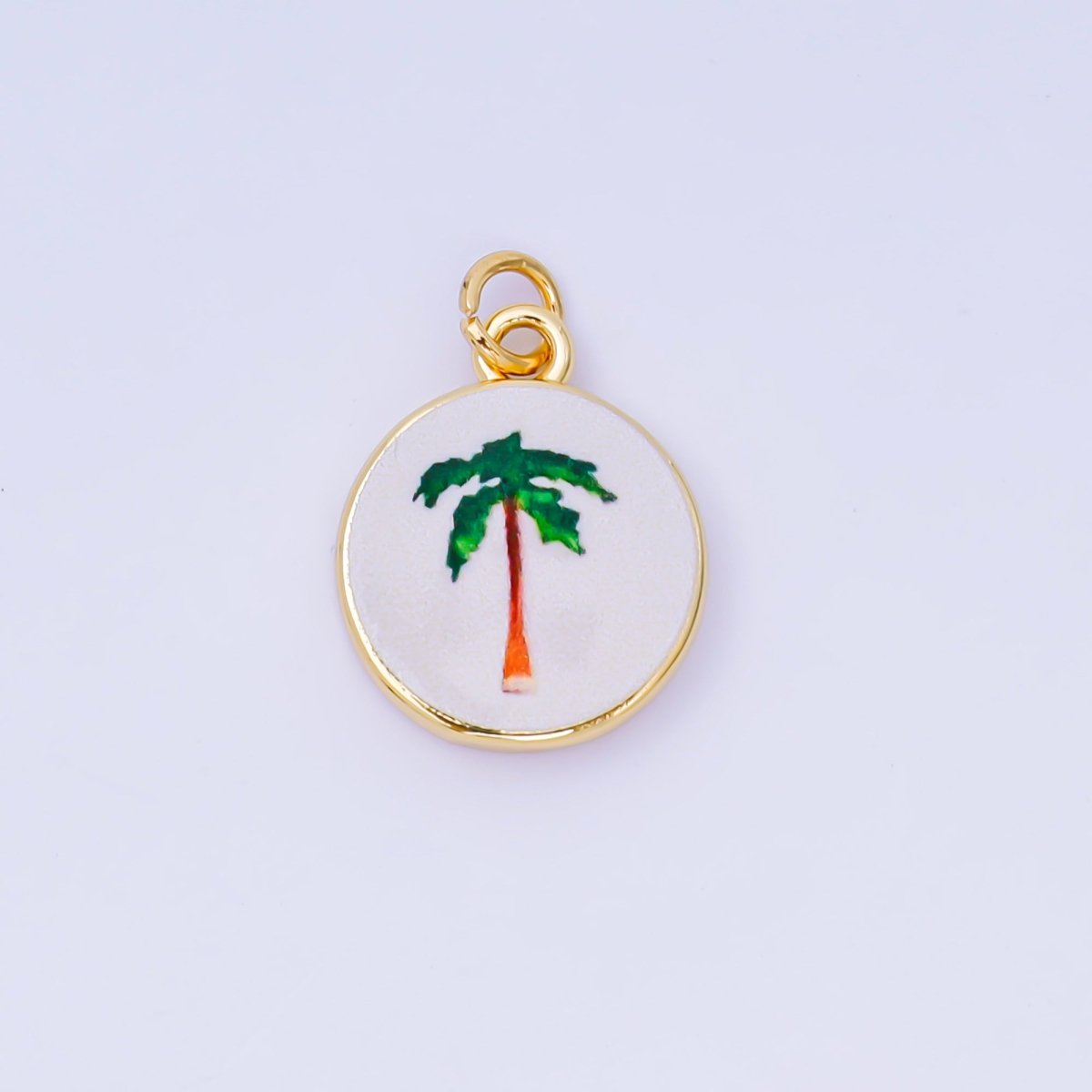 24K Gold Filled 18mm Enamel Art Beach Theme Charm in Palm Tree, Crab, Heart, Lemon, Crab, Sea Shell and Ribbon Bow | AJ - 515 AJ - 517 AJ - 519 AJ - 521 AJ - 531 AJ - 538 AJ - 541 AJ - 542 AJ - 543 AJ - 548 - DLUXCA