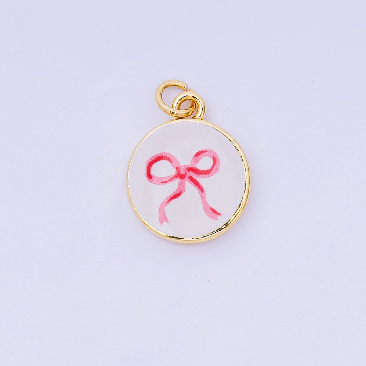 24K Gold Filled 18mm Enamel Art Beach Theme Charm in Palm Tree, Crab, Heart, Lemon, Crab, Sea Shell and Ribbon Bow | AJ - 515 AJ - 517 AJ - 519 AJ - 521 AJ - 531 AJ - 538 AJ - 541 AJ - 542 AJ - 543 AJ - 548 - DLUXCA