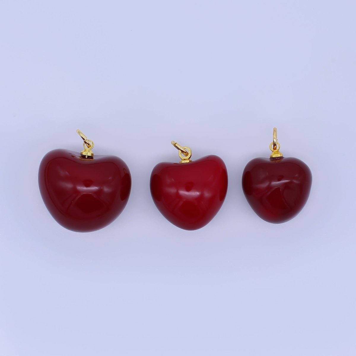24K Gold Filled 18mm Enamel Art Red & White Cherry Bomb Fruit Charm | AF - 462 - AF - 467 - DLUXCA