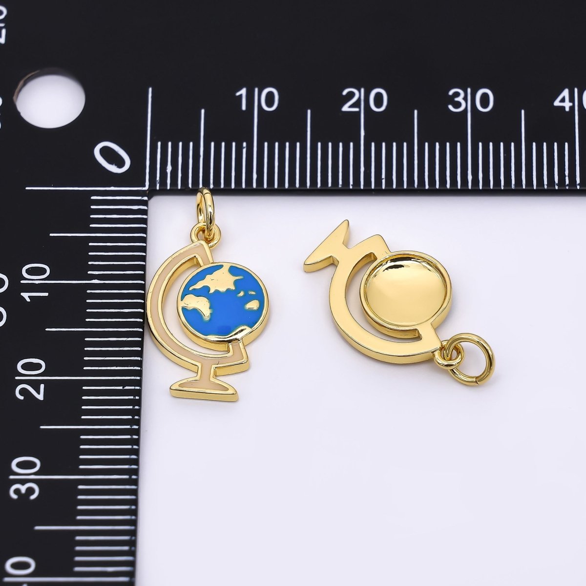 24K Gold Filled 18mm Enamel Art World Globe Map Charm | AF - 522 - DLUXCA