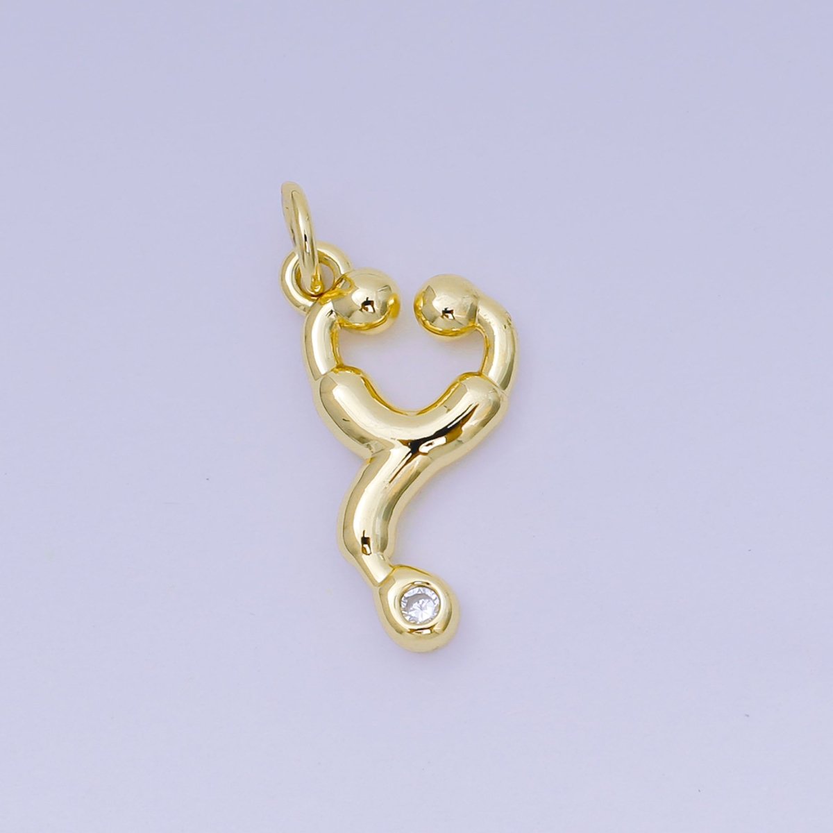 24K Gold Filled 18mm Medicine Stethoscope Multidimensional 3D Charm in Gold & Silver | AJ479 - DLUXCA