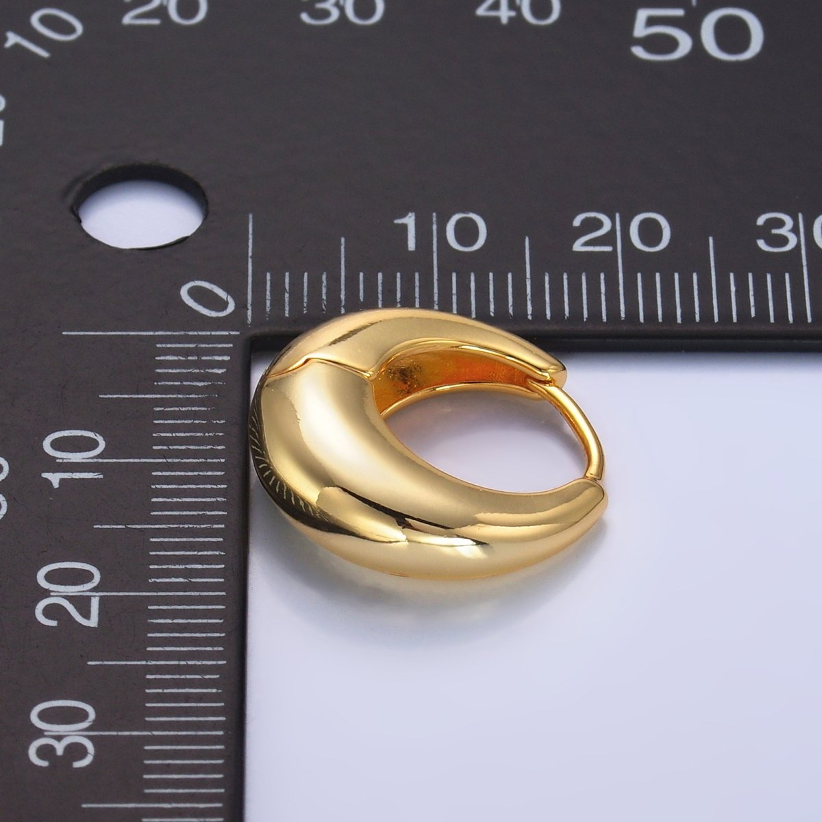 24K Gold Filled 18mm Minimalist Dome Hoop Earrings in Gold & Silver AB928 AB949 - DLUXCA