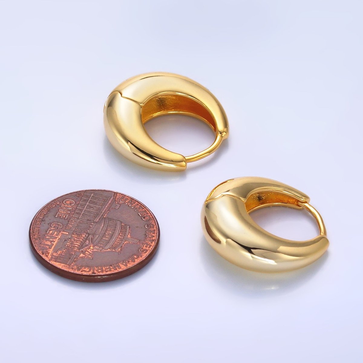 24K Gold Filled 18mm Minimalist Dome Hoop Earrings in Gold & Silver AB928 AB949 - DLUXCA