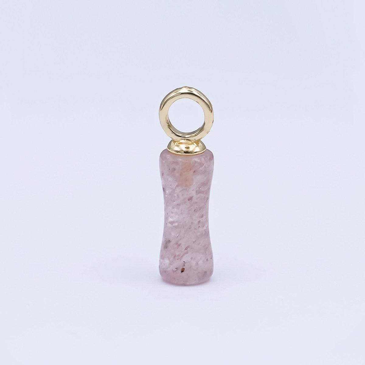 24K Gold Filled 18mm Natural Gemstone Pill Drop Charm in Carnelian, Amethyst, & Quartz | D - 032 D - 042 D - 048 - DLUXCA