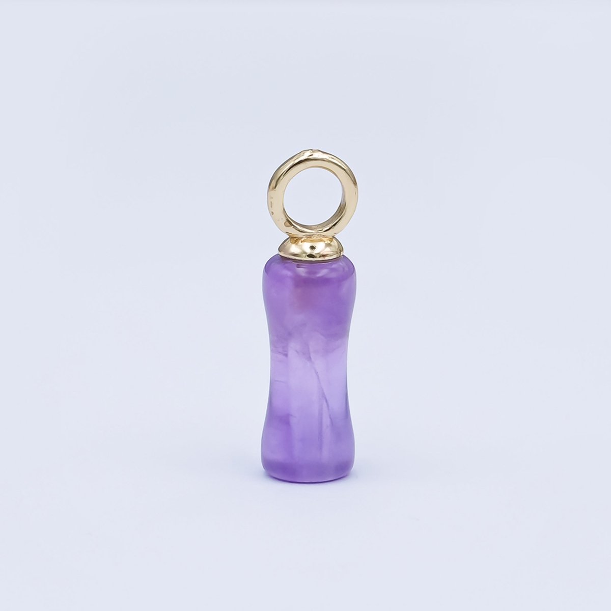 24K Gold Filled 18mm Natural Gemstone Pill Drop Charm in Carnelian, Amethyst, & Quartz | D - 032 D - 042 D - 048 - DLUXCA