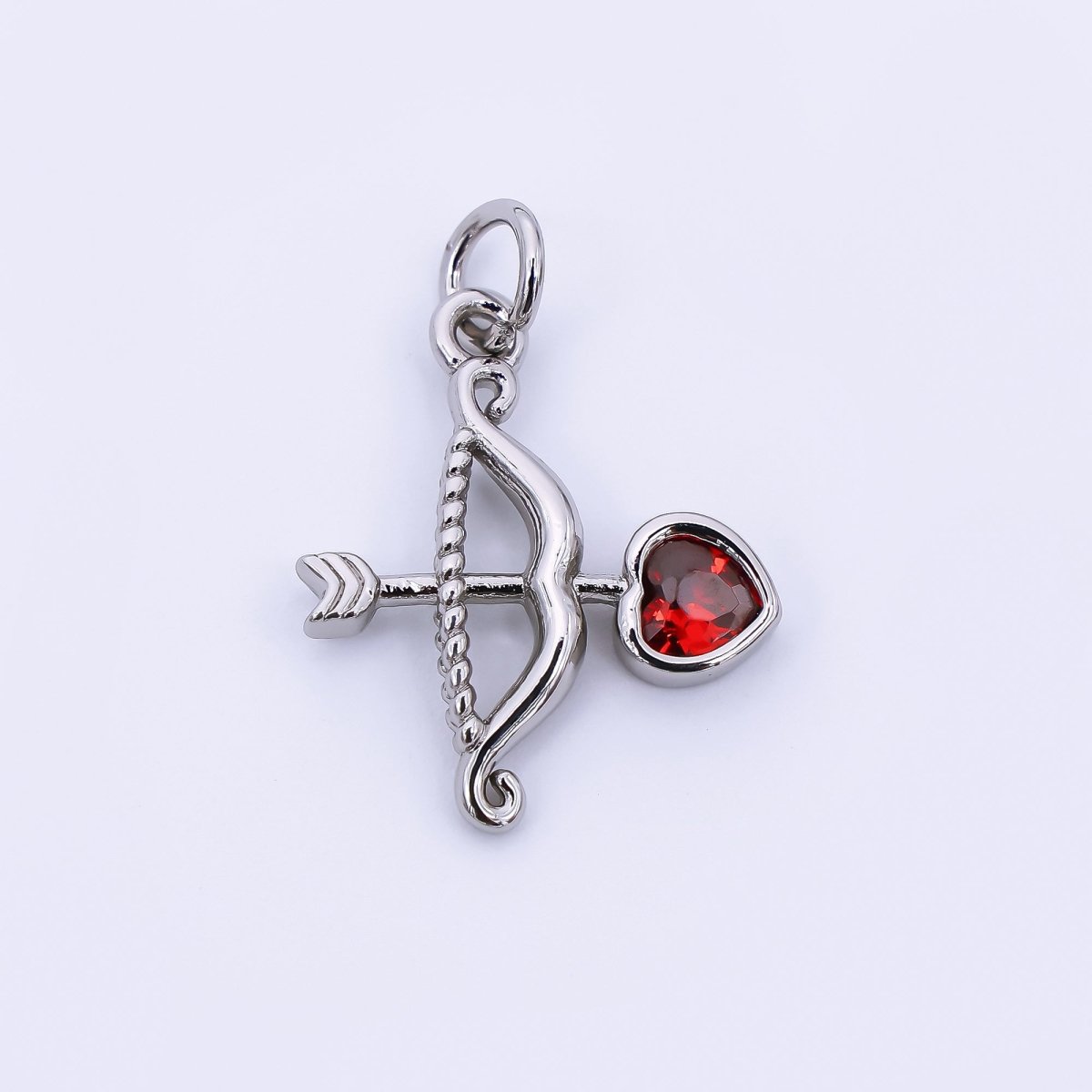 24K Gold Filled 18mm Red Heart - Shaped CZCupid Love Arrow Charm | M - 573 - DLUXCA