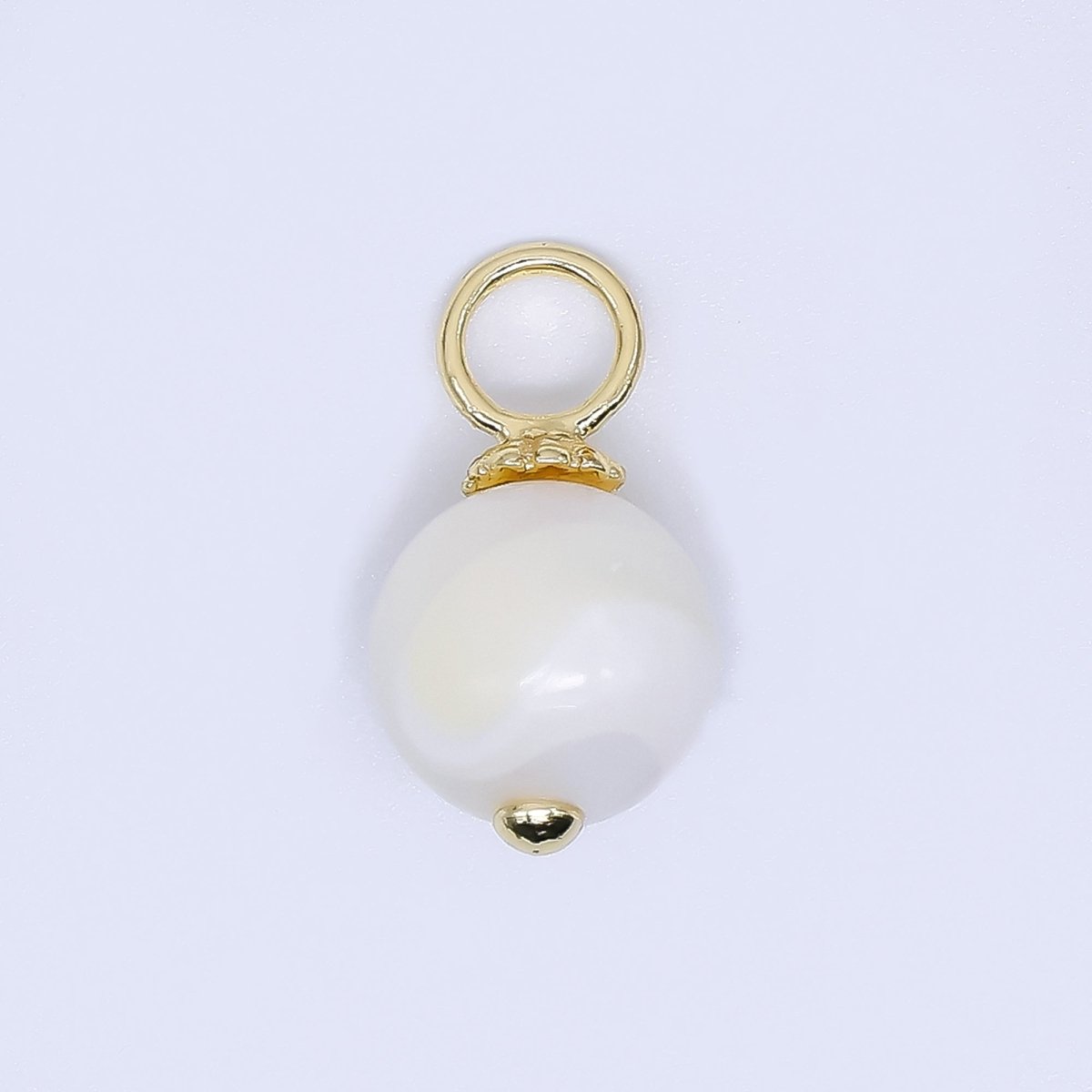 24K Gold Filled 18mm Shell Pearl Rounded Brown White Swirl Charm | P1866 P1844 P1947 - DLUXCA