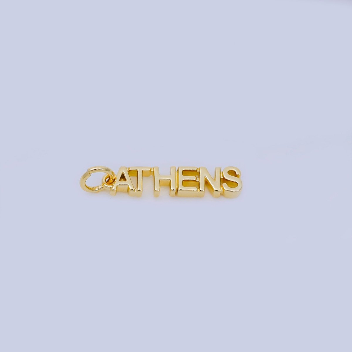 24K Gold Filled 19mm Athens Script Tag Ancient Greek Charm | AJ - 417 - DLUXCA