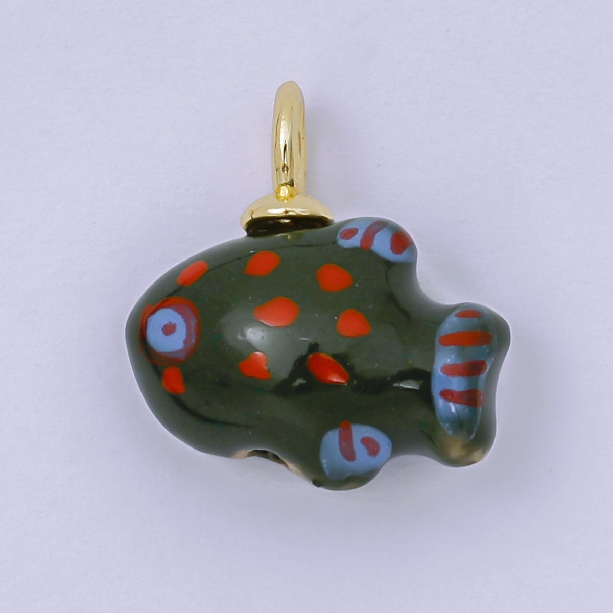 24K Gold Filled 19mm Ceramic Art Pocket Sea Fish Animal Charm in Pink, Red, & Yellow | M - 783 M - 794 M - 755 M - 770 - DLUXCA