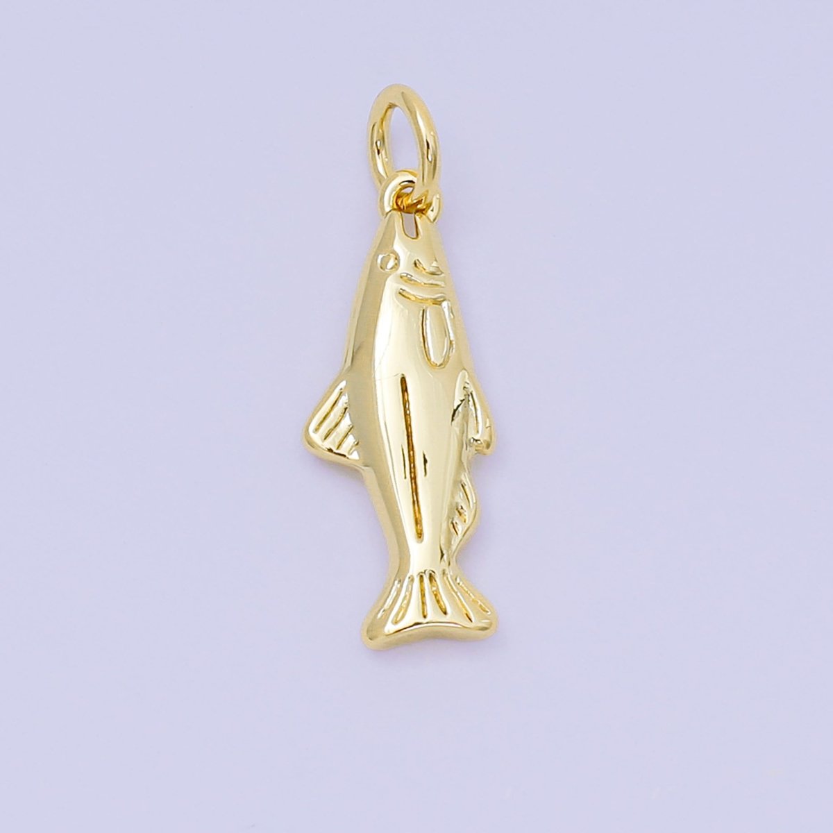 24K Gold Filled 19mm Dainty Salmon Ocean Fish Animal Charm in Gold & Silver | AH - 604 - DLUXCA
