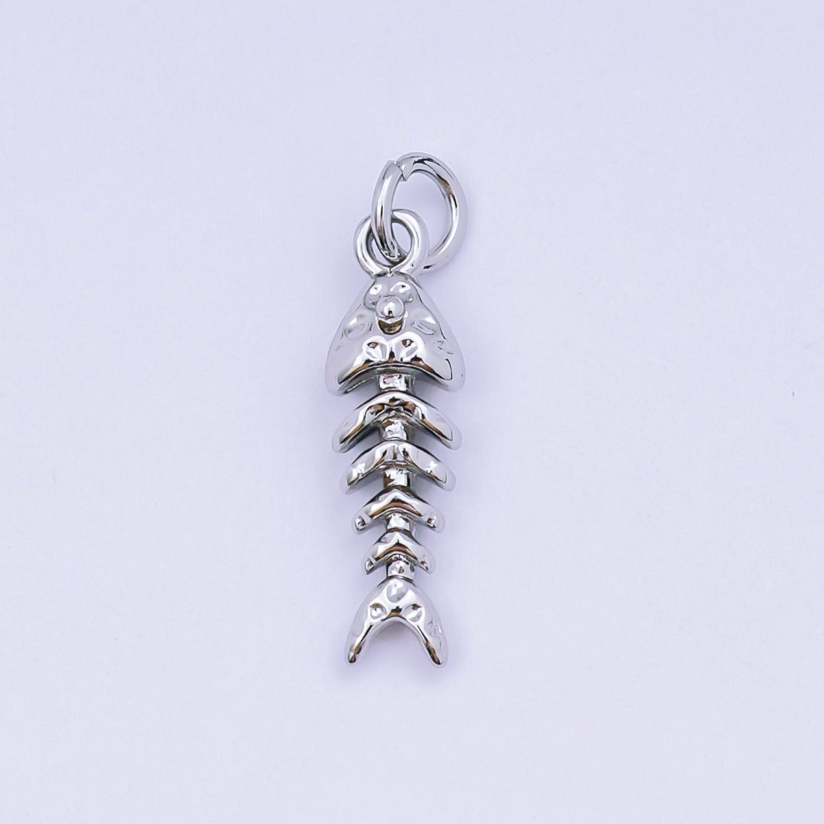 24K Gold Filled 19mm Hammered Fish Bone 3D Multidimensional Charm in Gold & Silver | AJ475 - DLUXCA