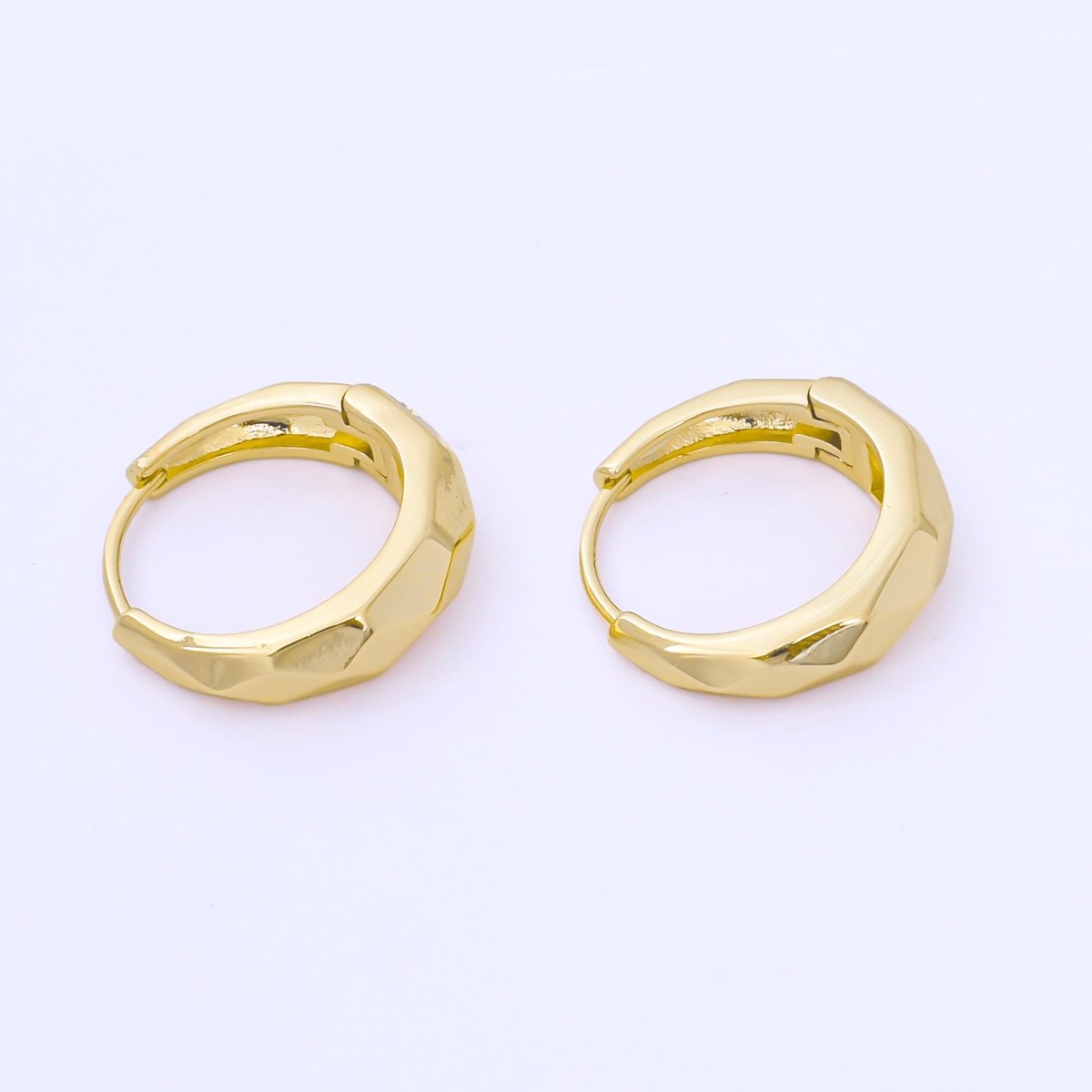 24K Gold Filled 19mm Hammered Textures Dainty Huggie Earrings in Gold & Silver | AB1630 AB1631 - DLUXCA